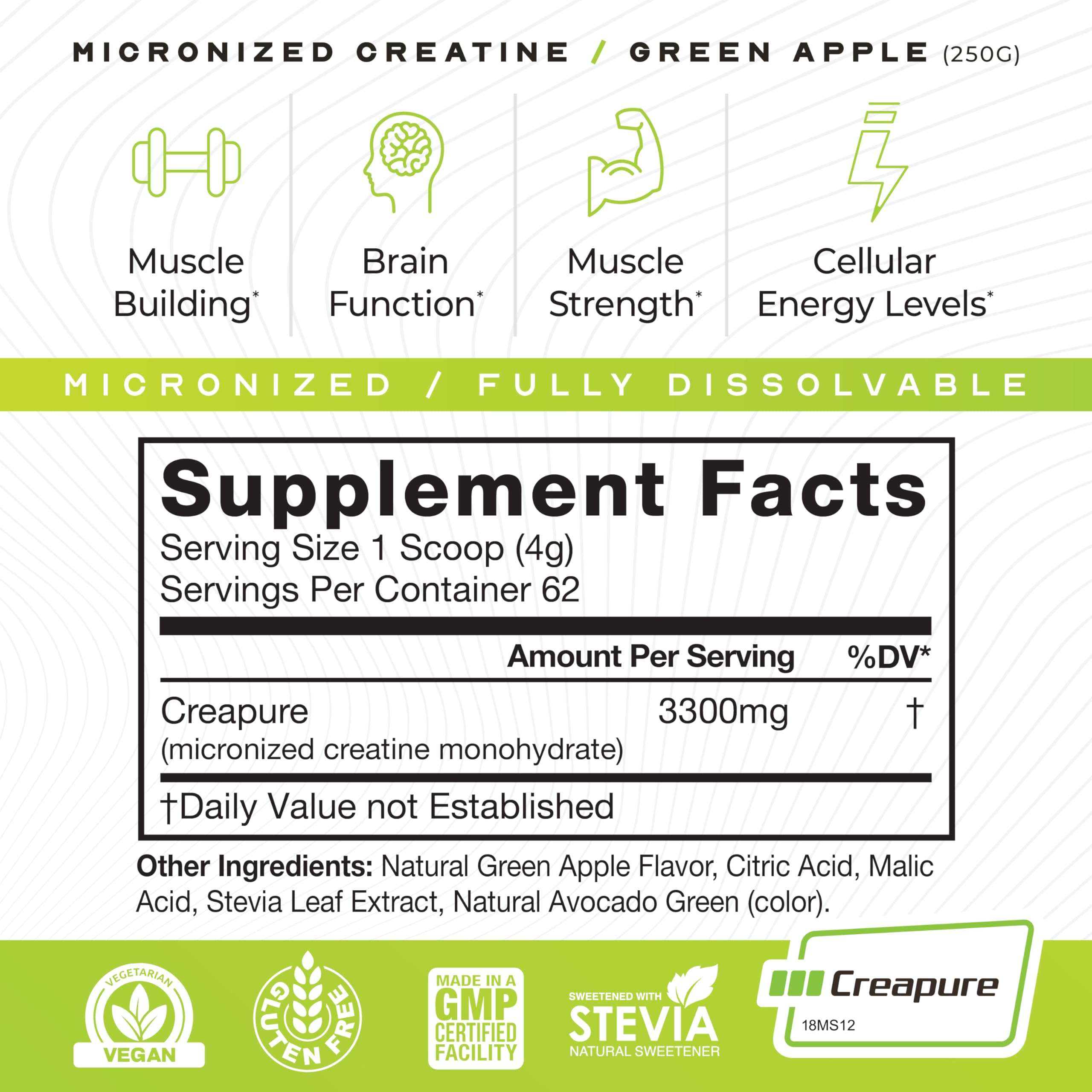 Muscle Feast Creapure green apple shake in glass.
