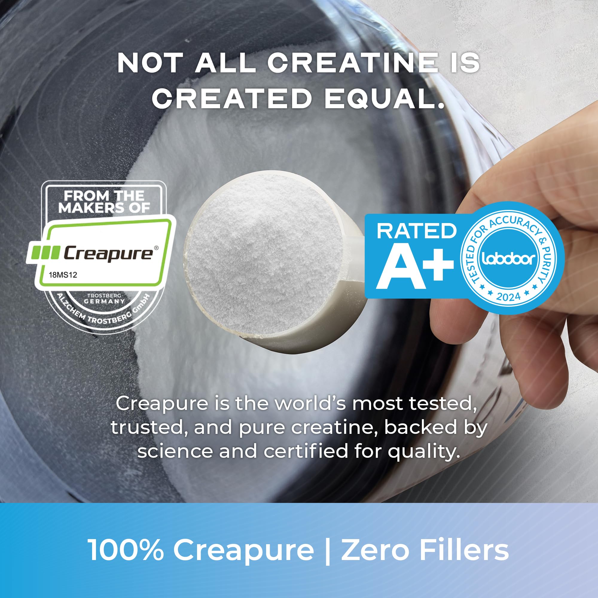 Muscle Feast Creapure creatine powder scoop ready for daily use.