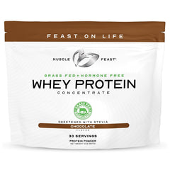 Muscle Feast grass-fed whey concentrate powder in chocolate for post-workout protein