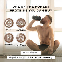 Muscle Feast grass-fed whey isolate tub back shows ingredients and labeling