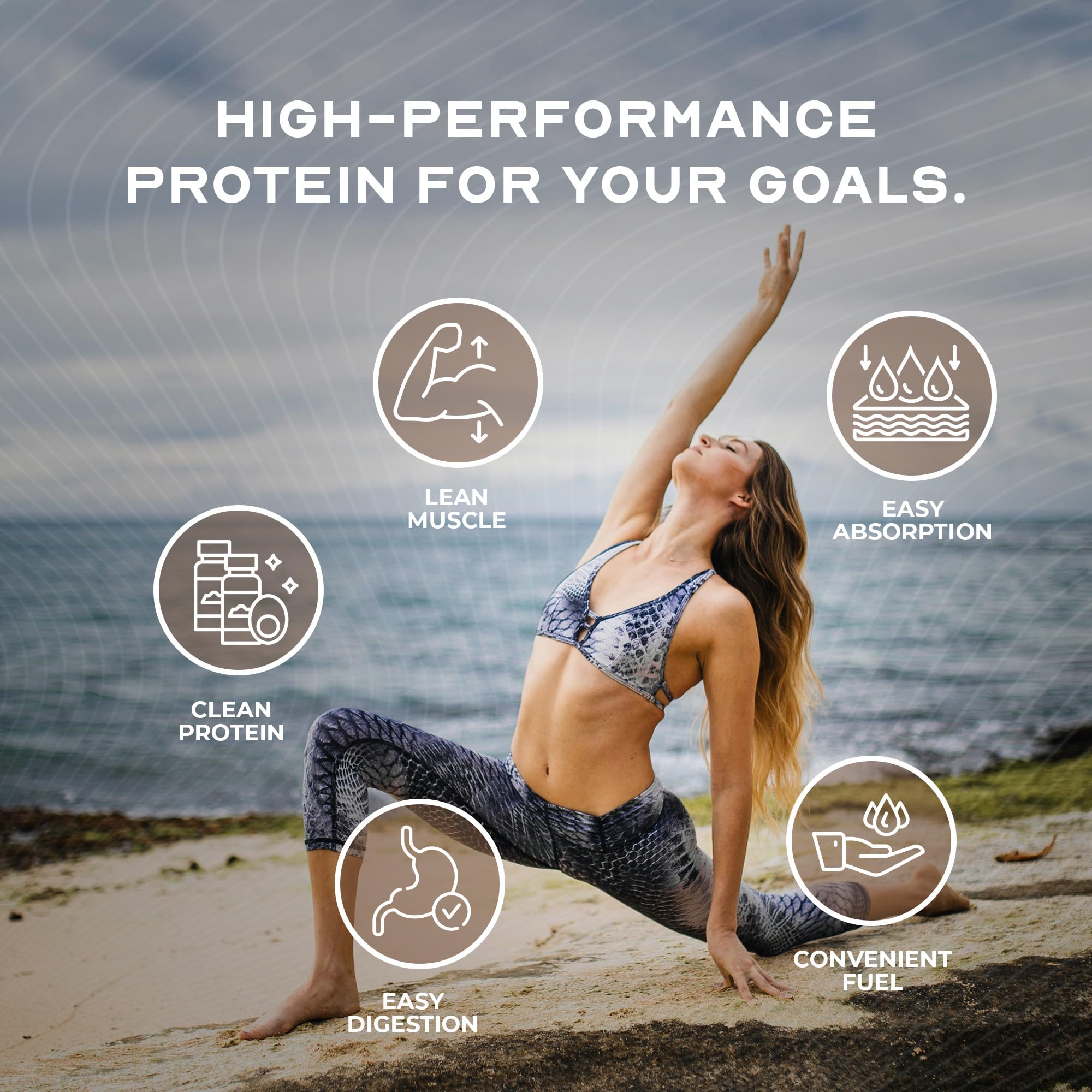 Muscle Feast grass-fed whey powder close-up shows creamy texture