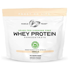 Muscle Feast grass-fed vanilla whey powder for smooth shakes and post-workout fuel