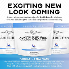 Muscle Feast HBCD tub label showing clean, GMO-free carbohydrate option.