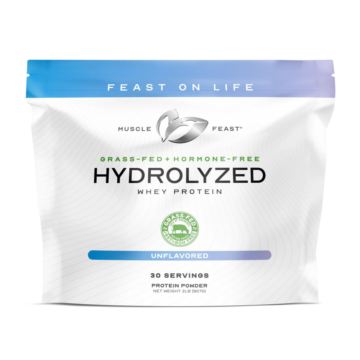 Muscle Feast Hydrolyzed Whey bottle shows smooth post-workout shake potential.