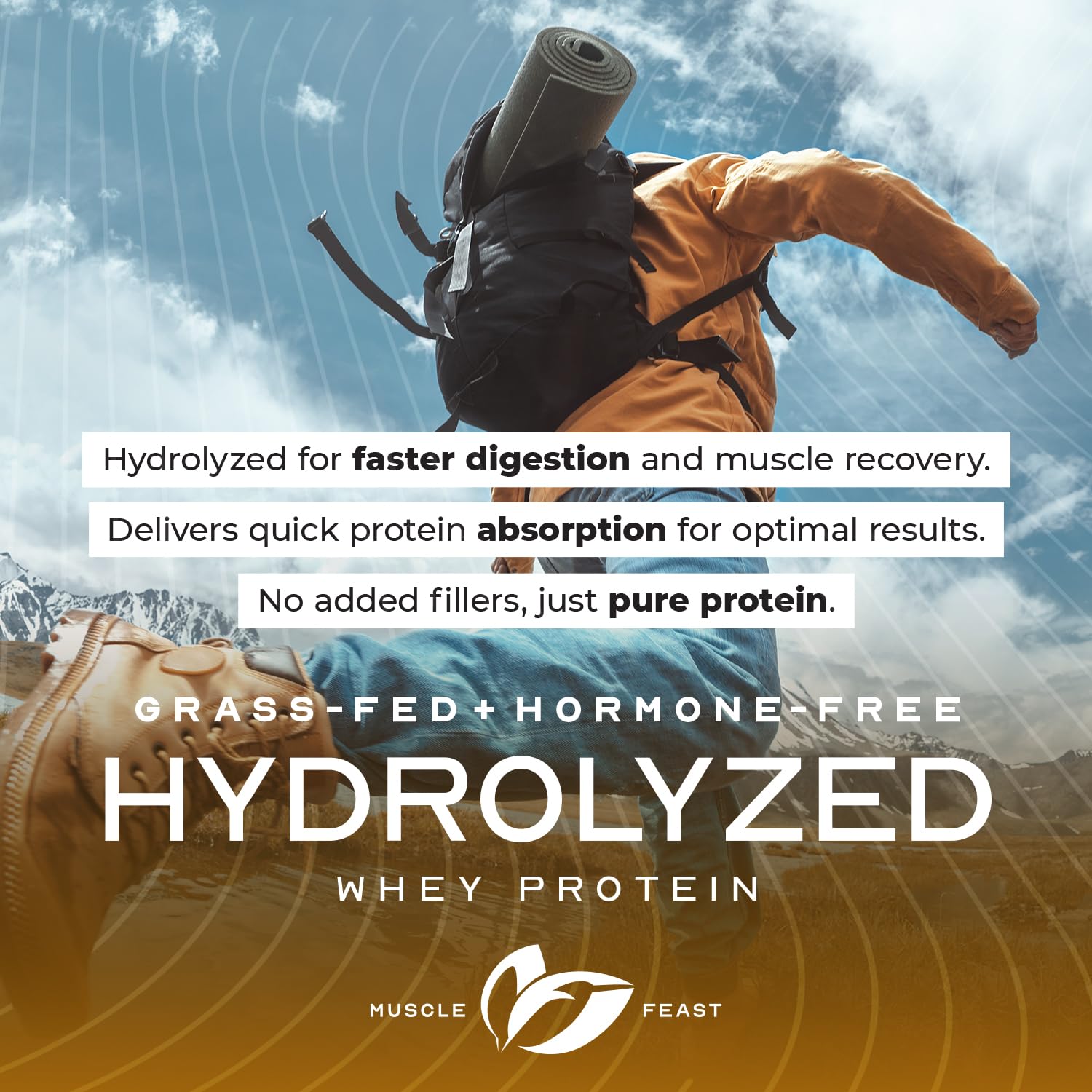 Muscle Feast Hydrolyzed Whey Packaging Design—updated look while preserving nutrition.