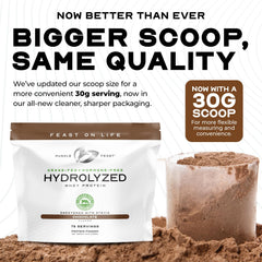 Muscle Feast hydrolyzed whey vanilla pour illustrates fast absorption potential