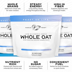 Low glycemic load oat powder provides steady energy throughout the day.