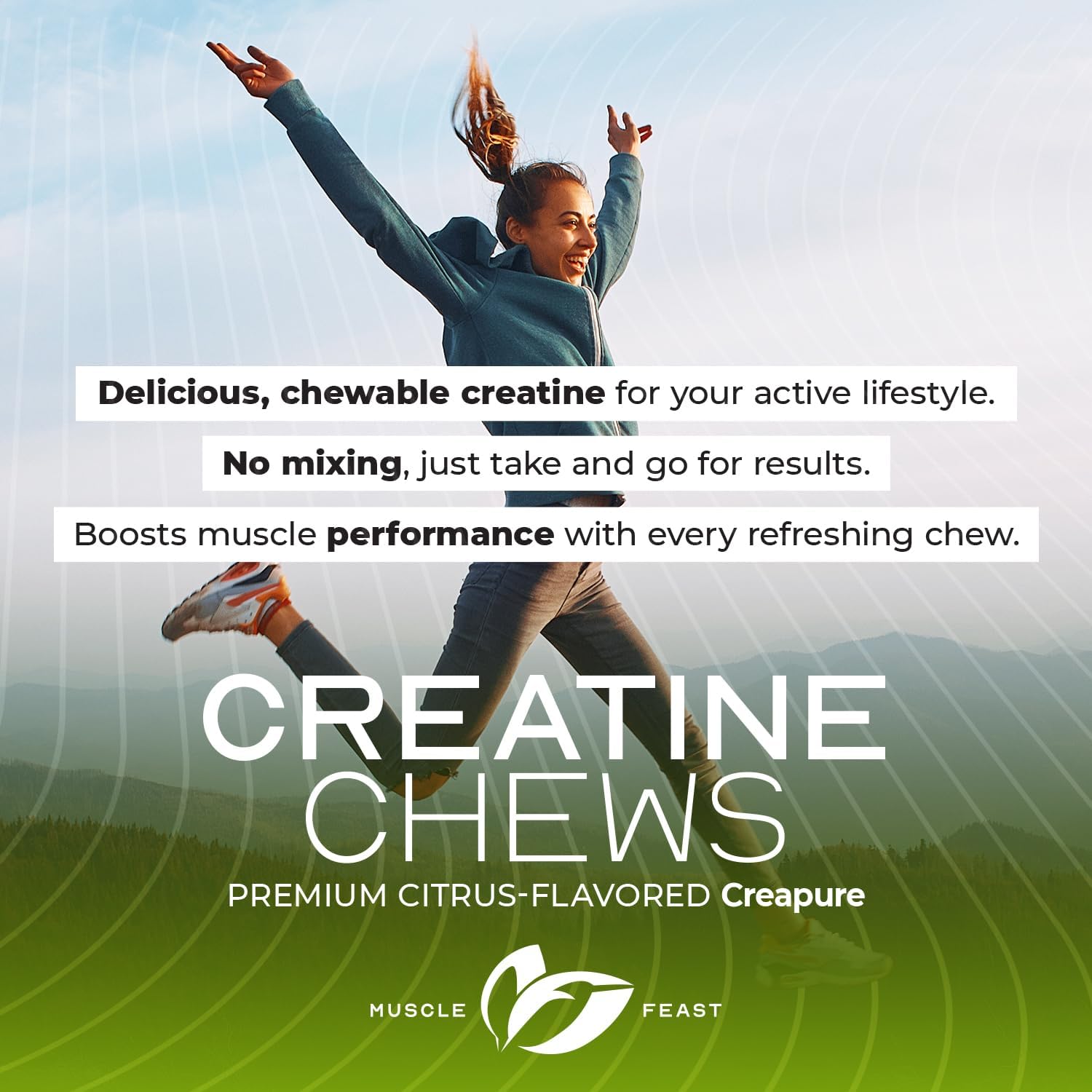 Muscle Feast vegan creatine 3 to 5 tablets daily demonstrates convenient dosing.