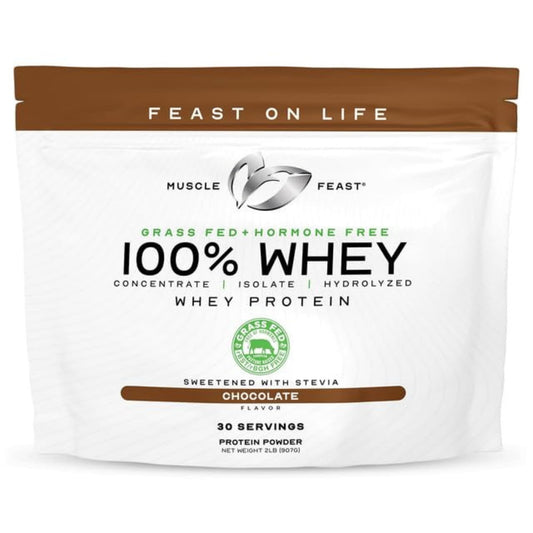 Muscle Feast chocolate whey powder 2 lb for delicious post-workout shakes