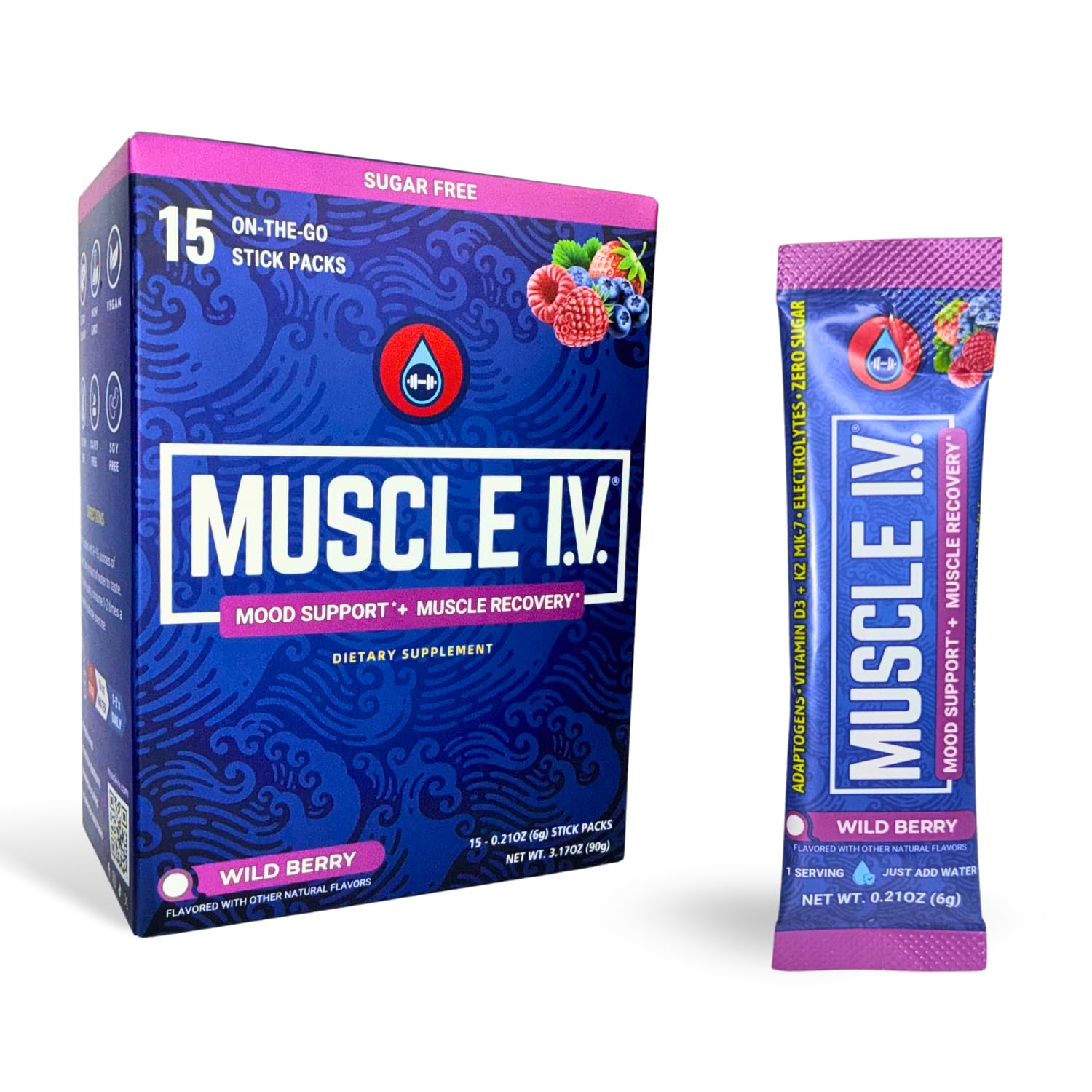 Zero sugar, vegan, keto-friendly Mood Support packaging highlights