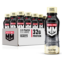 Muscle Milk Pro Intense Vanilla bottle pack for post-workout protein fueling.