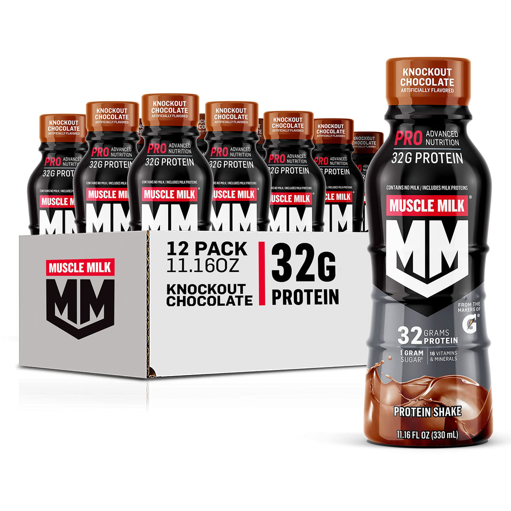 Muscle Milk Pro Series bottle featuring Knockout Chocolate, convenient protein source.