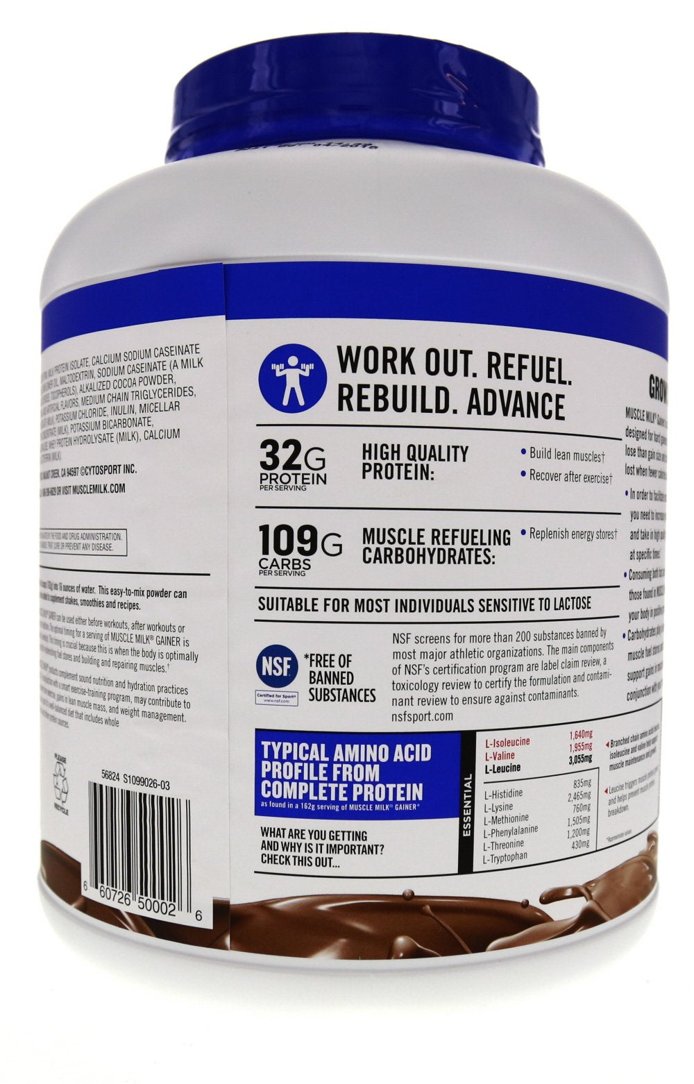 Muscle Milk Pro Series Gainer poured chocolate shake in a glass