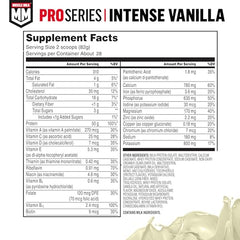 Muscle Milk Pro Series Intense Vanilla nutrition label highlights 50g protein per serving