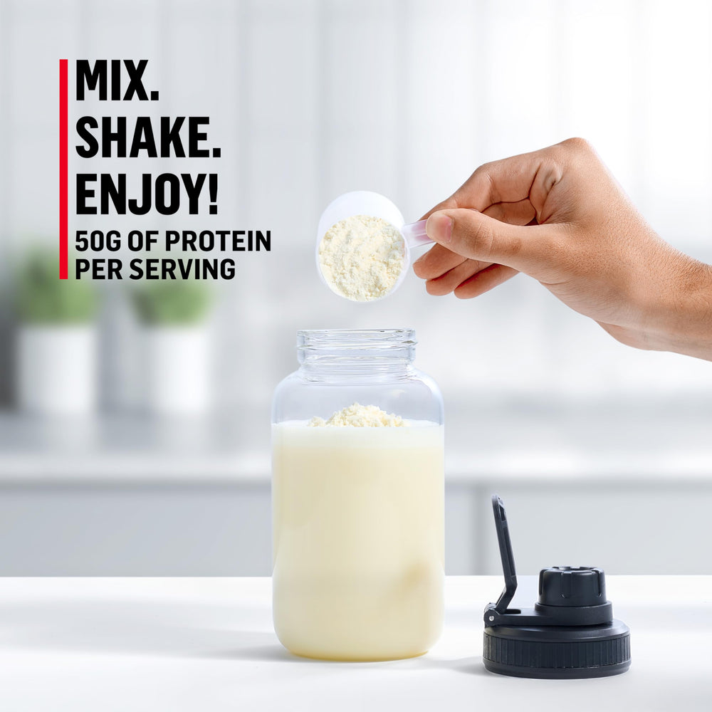 Muscle Milk Pro Series Intense Vanilla being mixed for a smooth shake