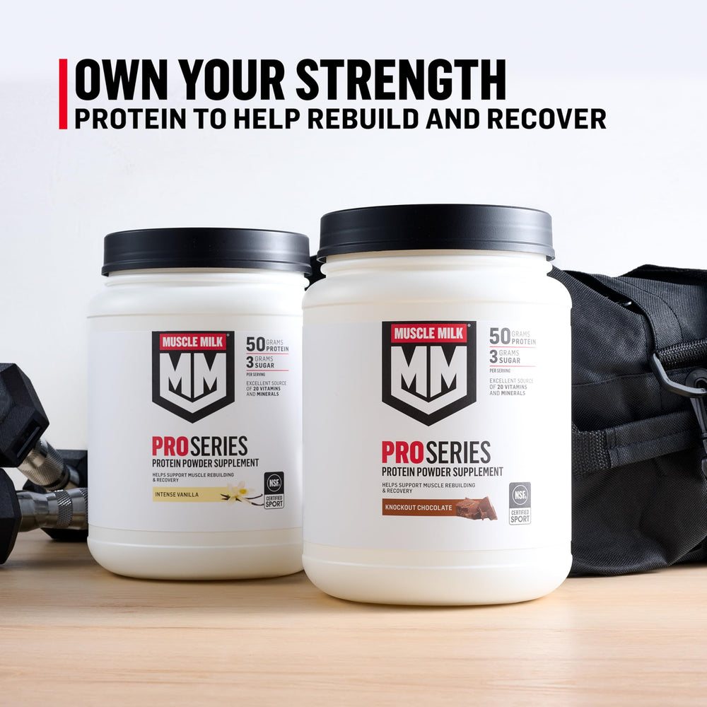 Oatmeal topped with Muscle Milk Pro Series for a balanced breakfast