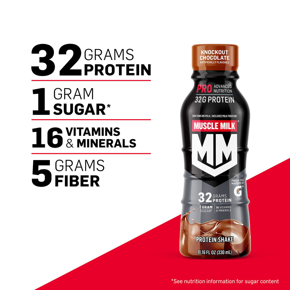Pouring Shake from Muscle Milk Pro Series into glass for quick post-workout refreshment.