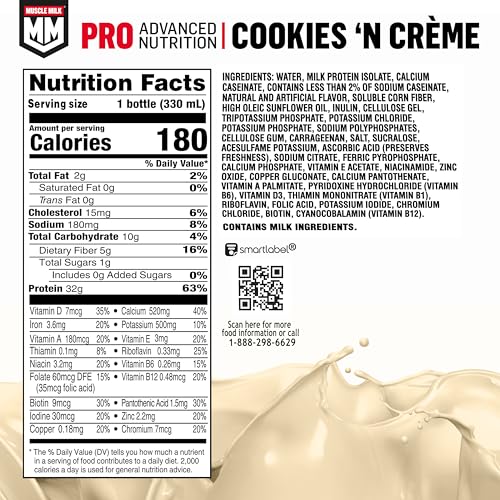 Muscle Milk Pro Series Shake Cookies-n-Creme bottle for on-the-go lean nutrition.