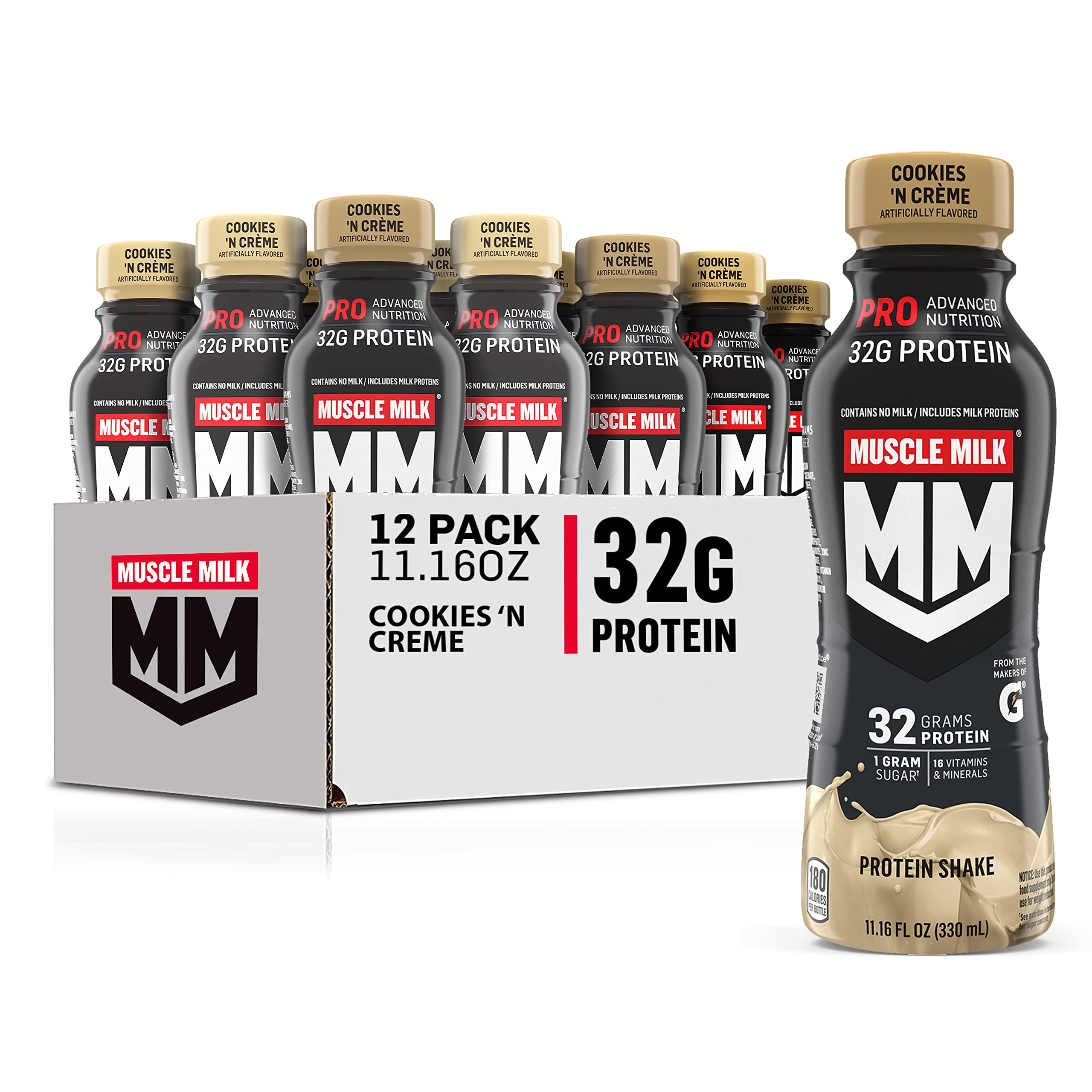 Muscle Milk Pro Series Cookies-n-Creme pack-12 for convenient post-workout fueling.