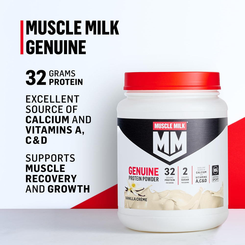 Muscle Milk Strawberries 'N Crème served in a glass, ready to sip.
