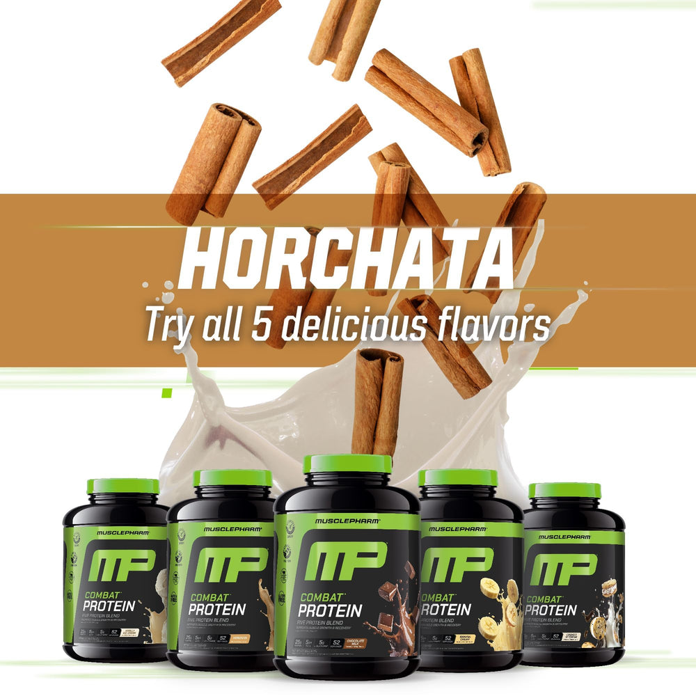 MusclePharm Combat Horchata packaging with Informed-Choice logos