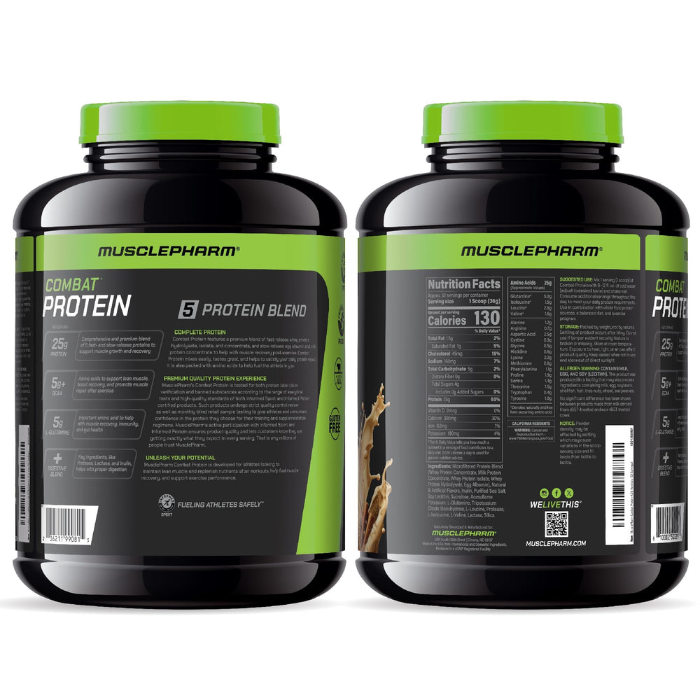 MusclePharm Combat Horchata being poured into a shaker for easy mixing