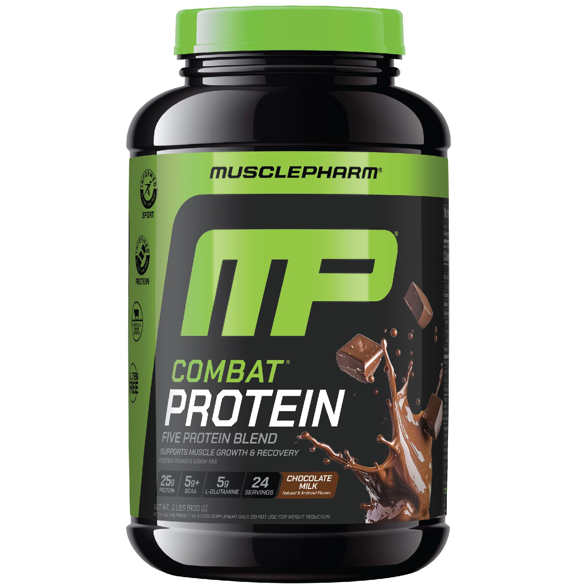 MusclePharm Combat Protein Powder chocolate milk tub supports post-workout fueling