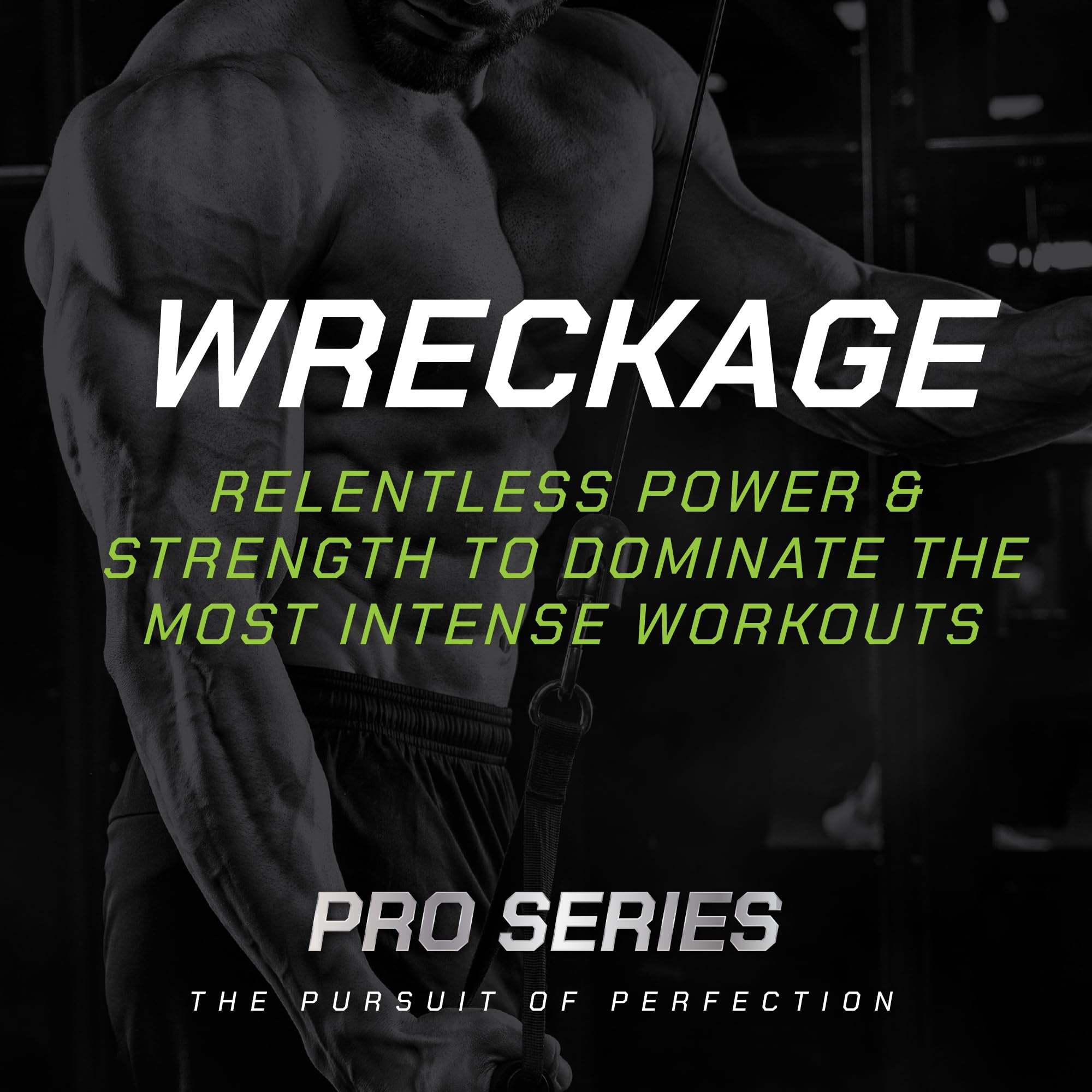 MusclePharm Pro Series WRECKAGE no added sugars and gluten-free label.