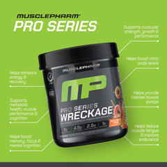 MusclePharm Pro Series WRECKAGE ready-mix powder dissolves quickly before workouts.