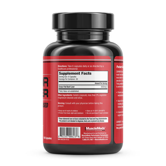 Carnivor capsules sealed package highlighting premium non-GMO beef liver benefits