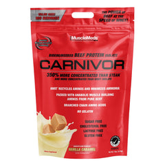 Packaging for MuscleMeds Carnivor Vanilla Caramel with halal certification