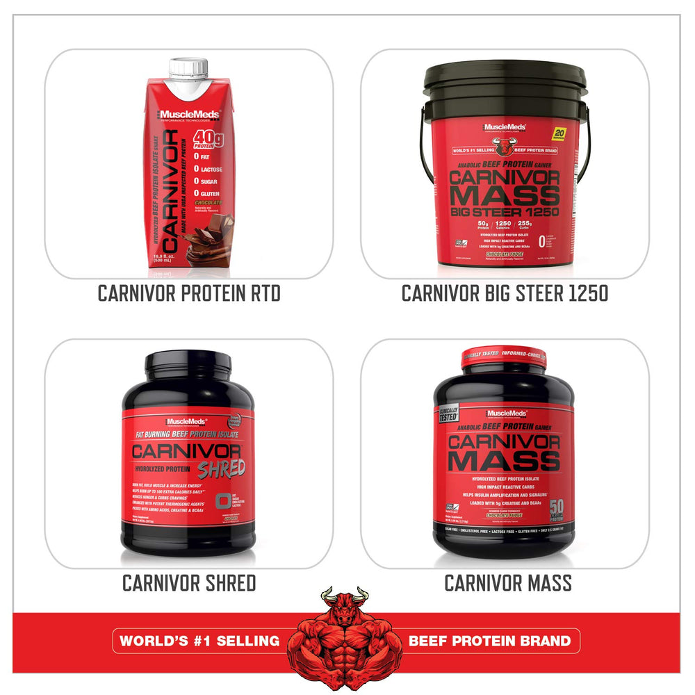 MuscleMeds Carnivor packaging on shelf for convenient protein access