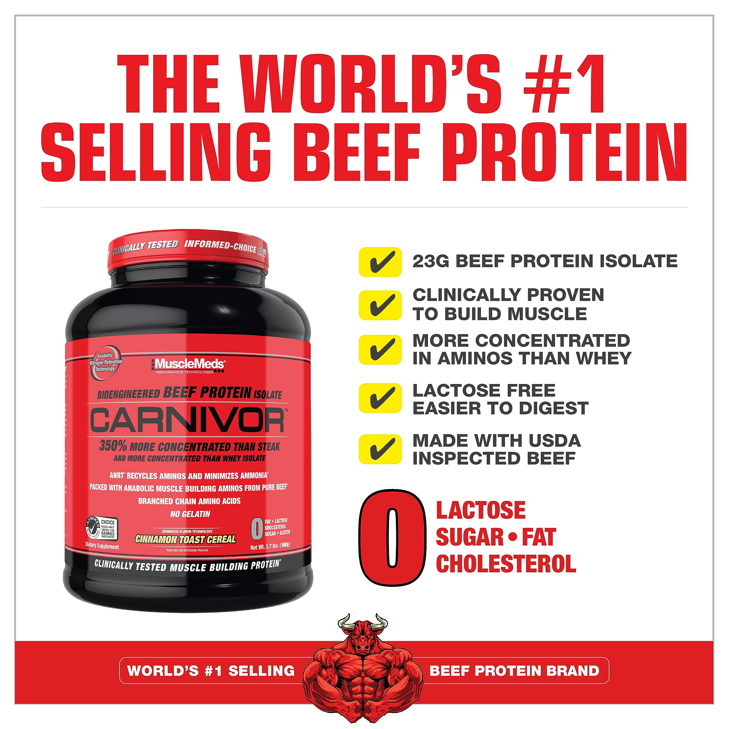 Scoop of MuscleMeds Carnivor beef protein isolate powder