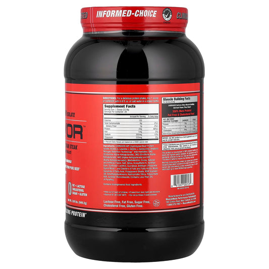 MuscleMeds Carnivor label emphasizing 23g protein per serving and halal certification