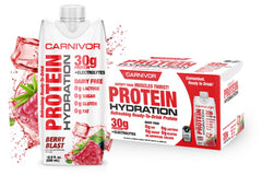 MuscleMeds Carnivor Hydration RTD bottle in Berry Blast flavor ready for workouts.