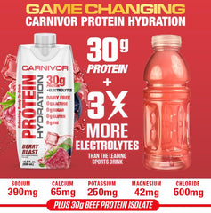 Nutrition panel closeup emphasizing 30g lactose-free protein per serving.