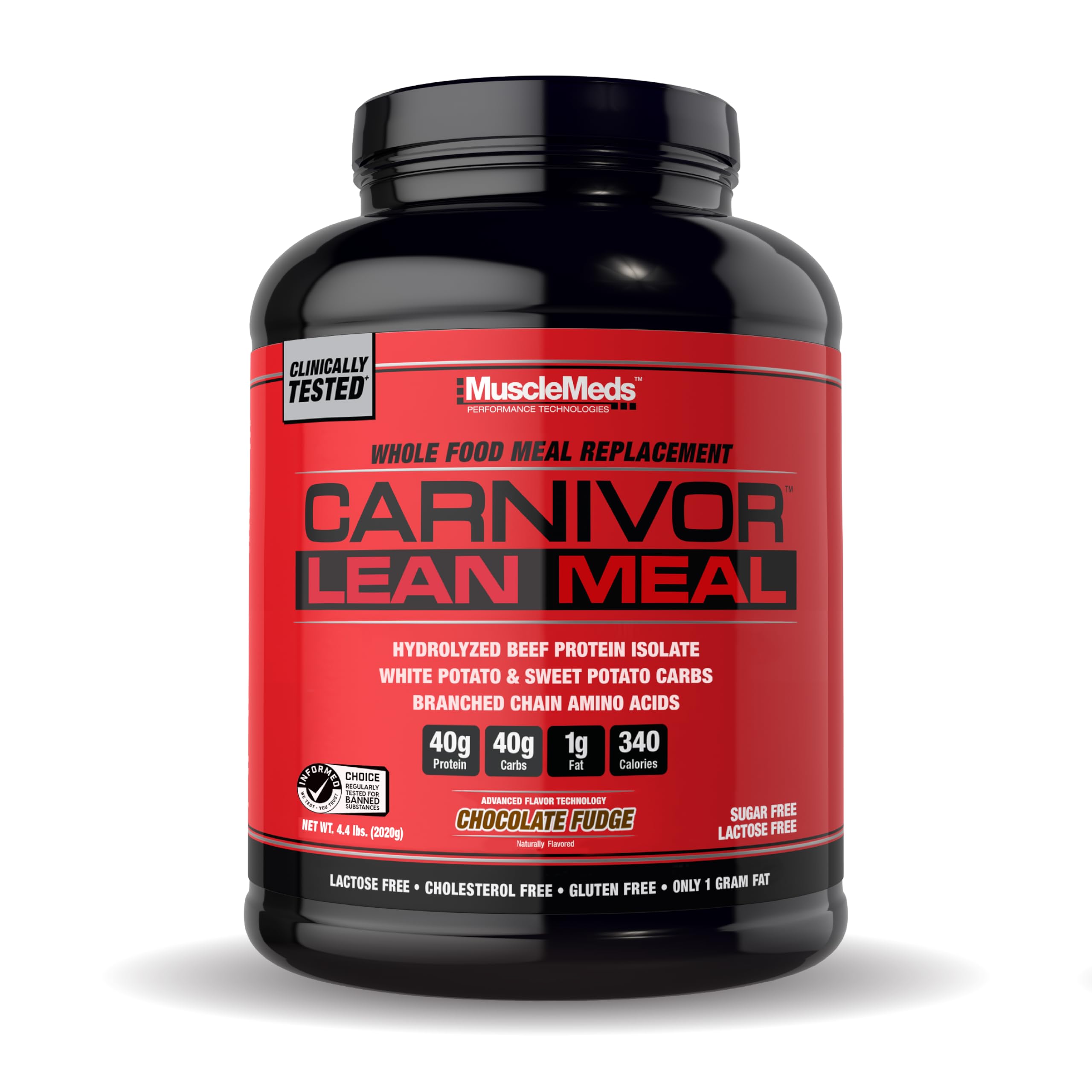 MuscleMeds Carnivor Lean Meal pouch showing real-food ingredients for lean muscle support.