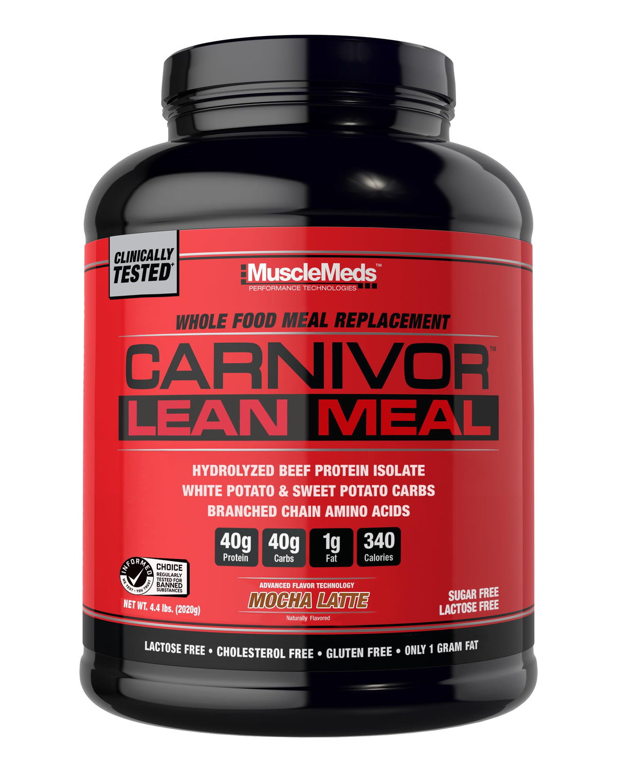 MuscleMeds Carnivor Lean Meal tub packaging with clean label and high protein