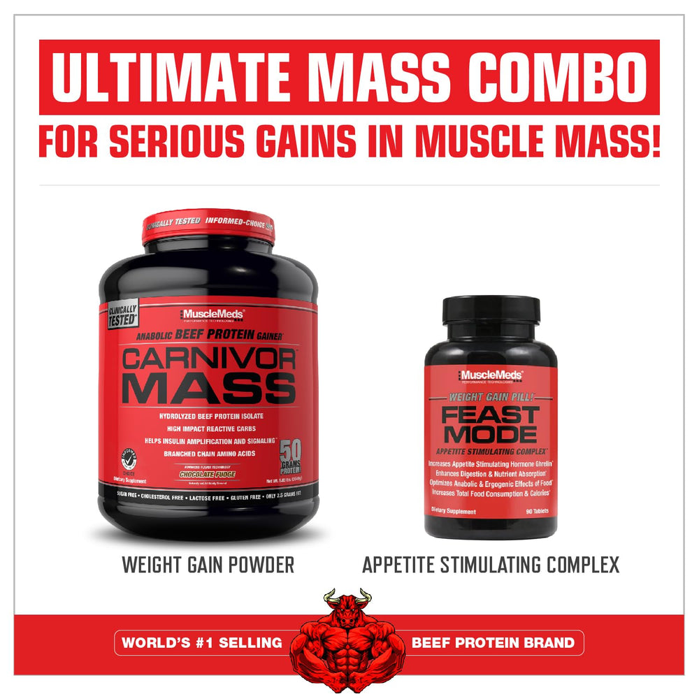 MuscleMeds CARNIVOR Mass chocolate peanut butter label highlights flavor