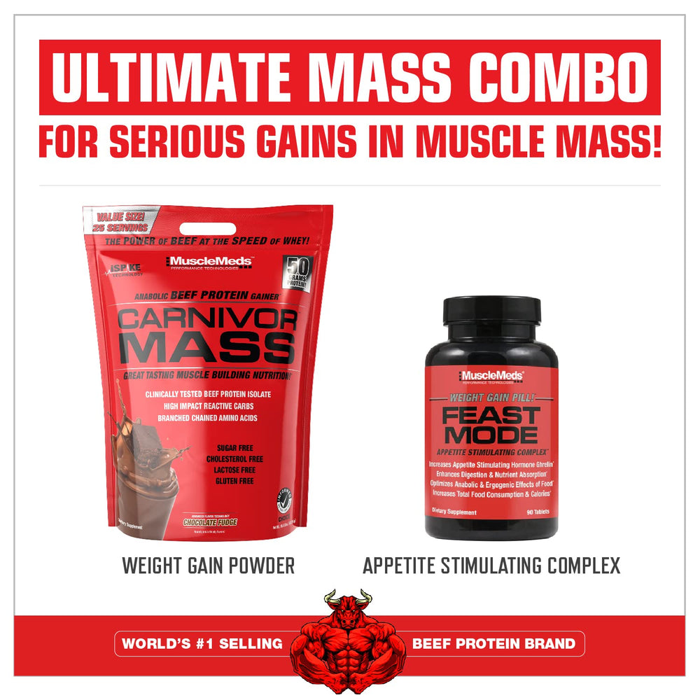 MuscleMeds Carnivor Mass nutrition facts card showing calories and carbs
