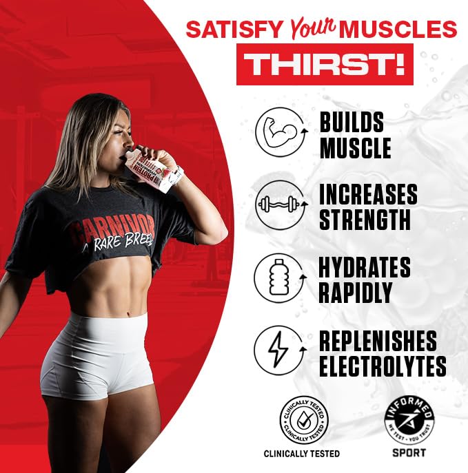 MuscleMeds Carnivor RTDD glass serves a cold lactose-free protein drink