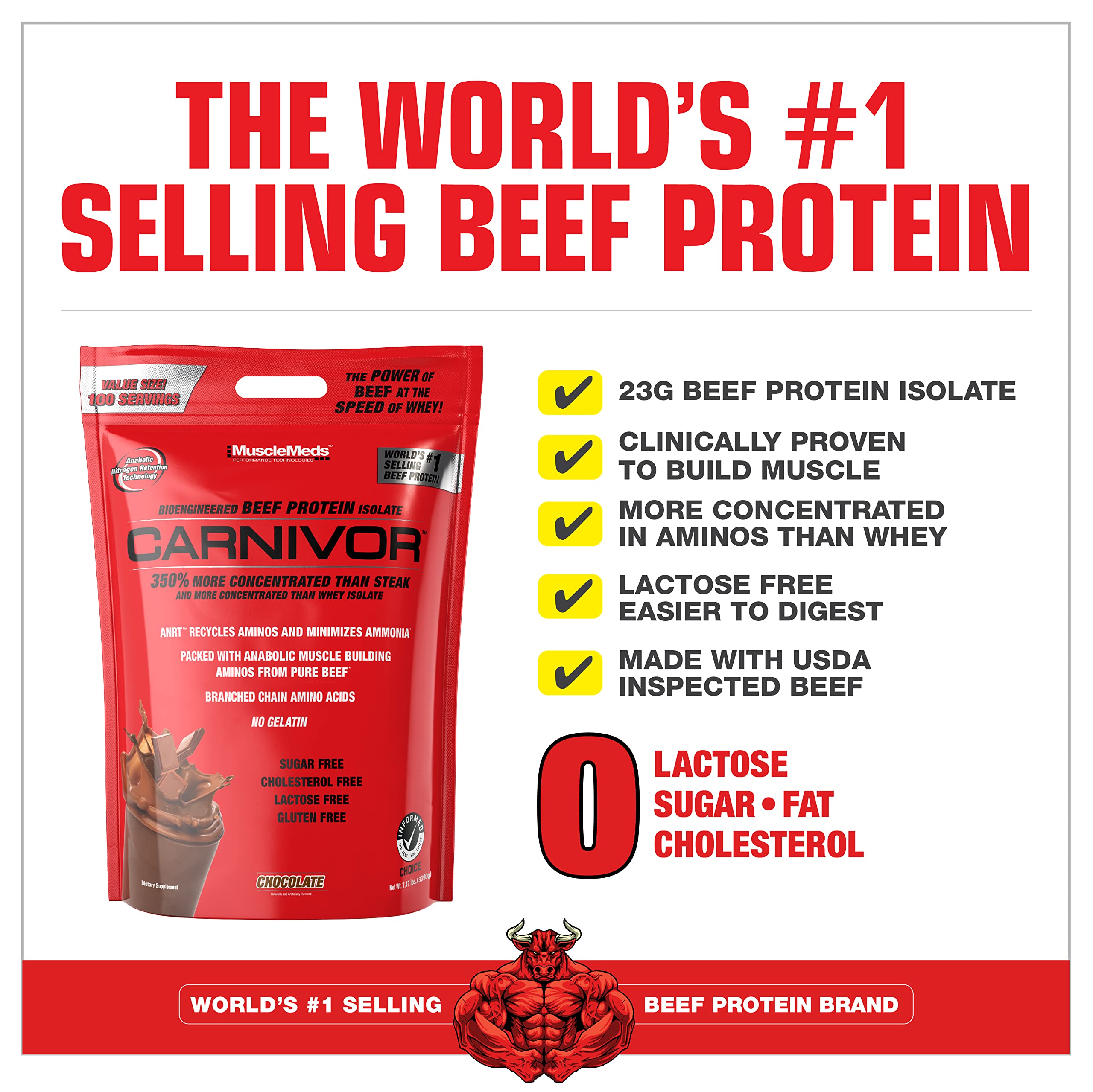 MuscleMeds Carnivor shaker mixes a chocolate shake after training.
