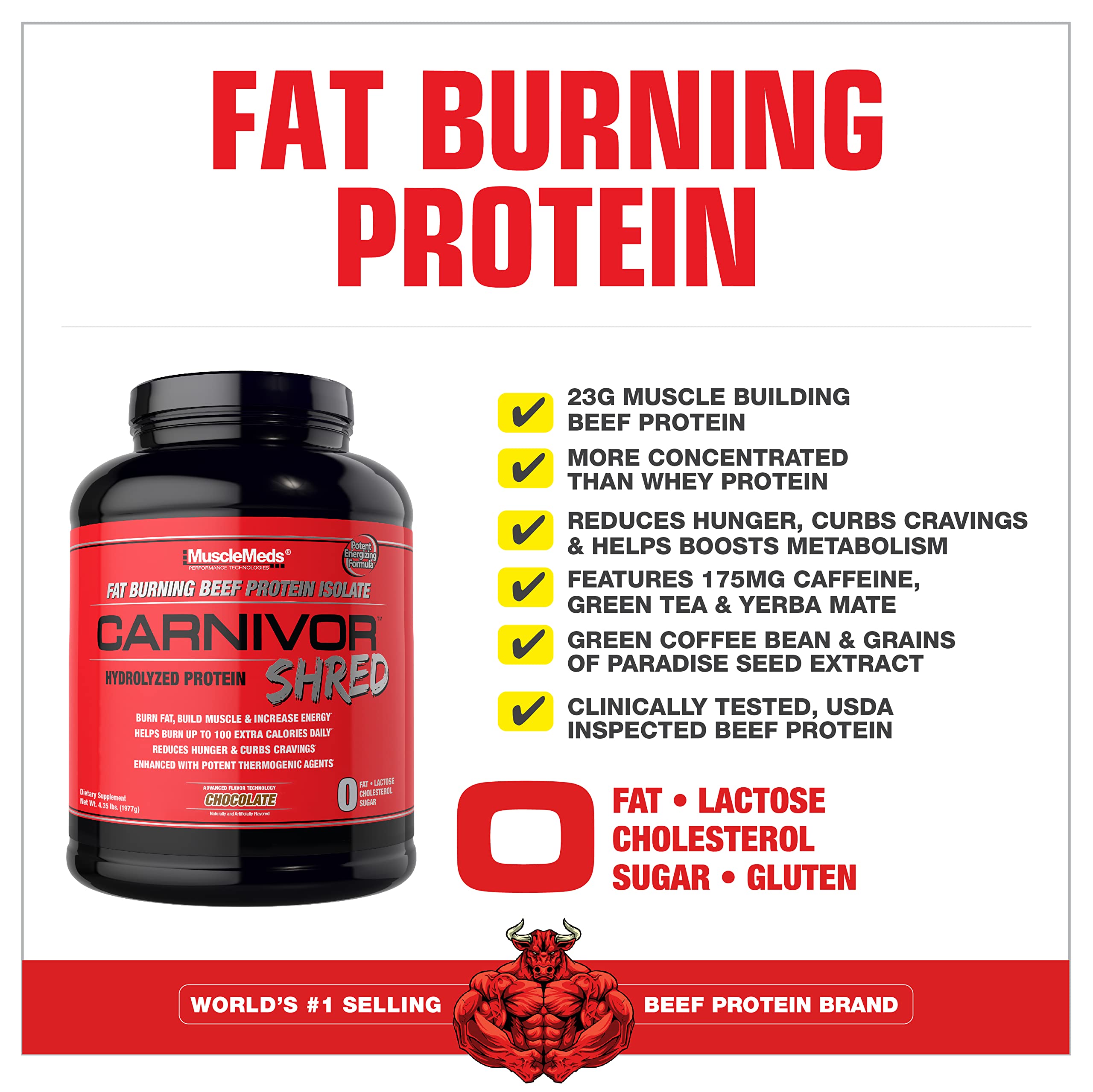 MuscleMeds Carnivor Shred label highlights dairy free formula