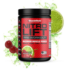 MuscleMeds Nitro Lift Cherry Lime tub ready for training sessions
