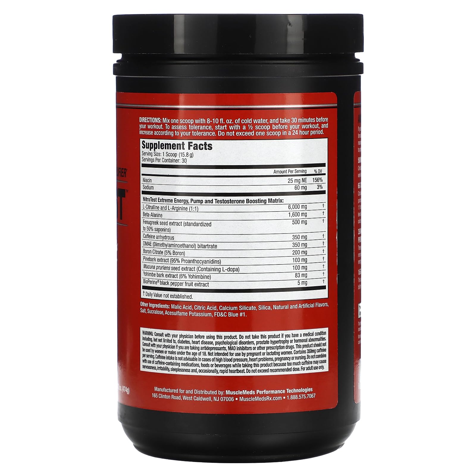 MuscleMeds Nitrotest serving being poured for a high-energy training session.
