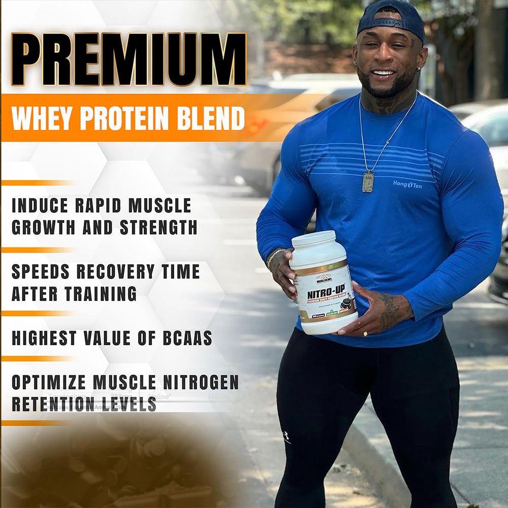 Muscleology Nitro-Up serving on countertop for daily routine