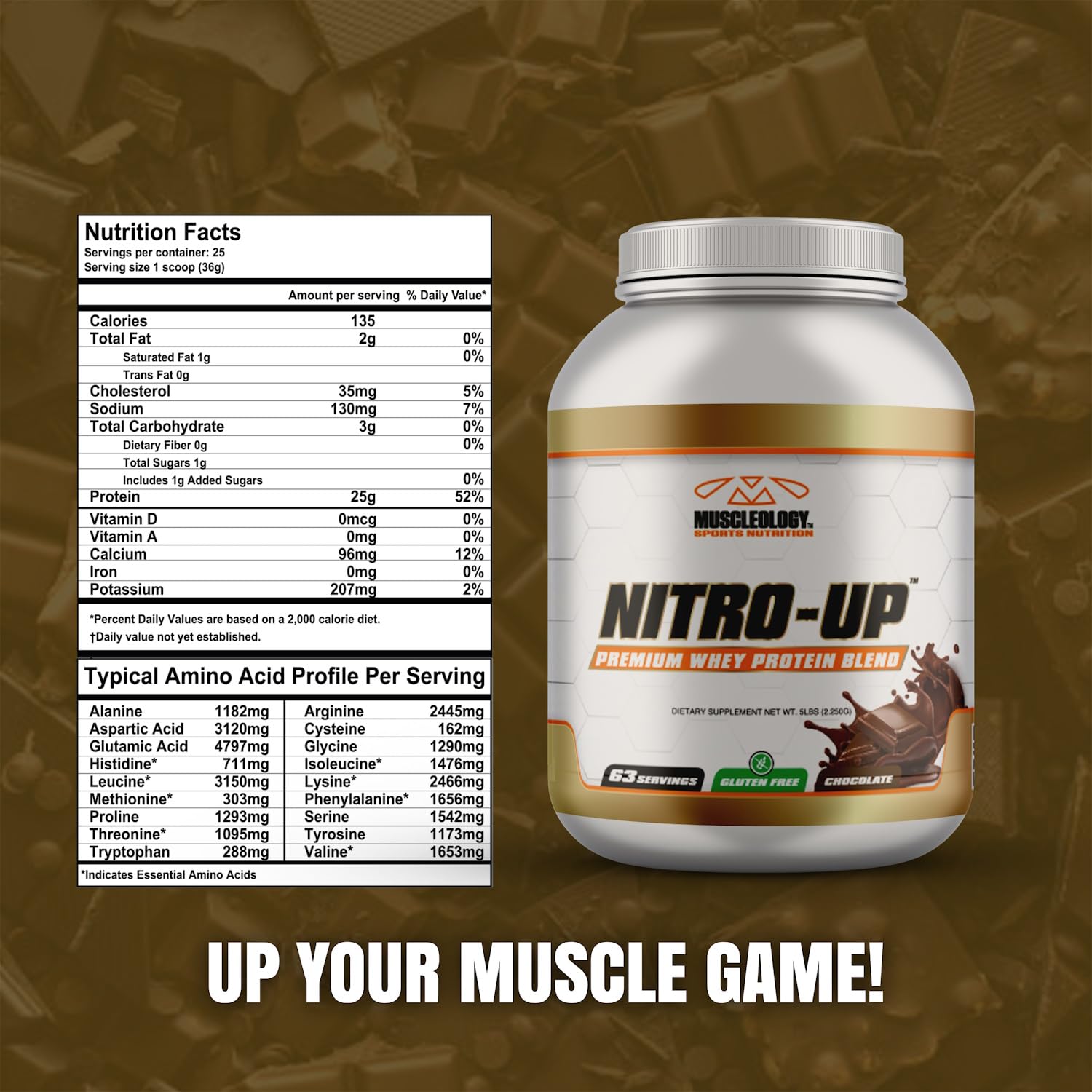 Muscleology Nitro-Up vanilla powder offers a versatile base for shakes.
