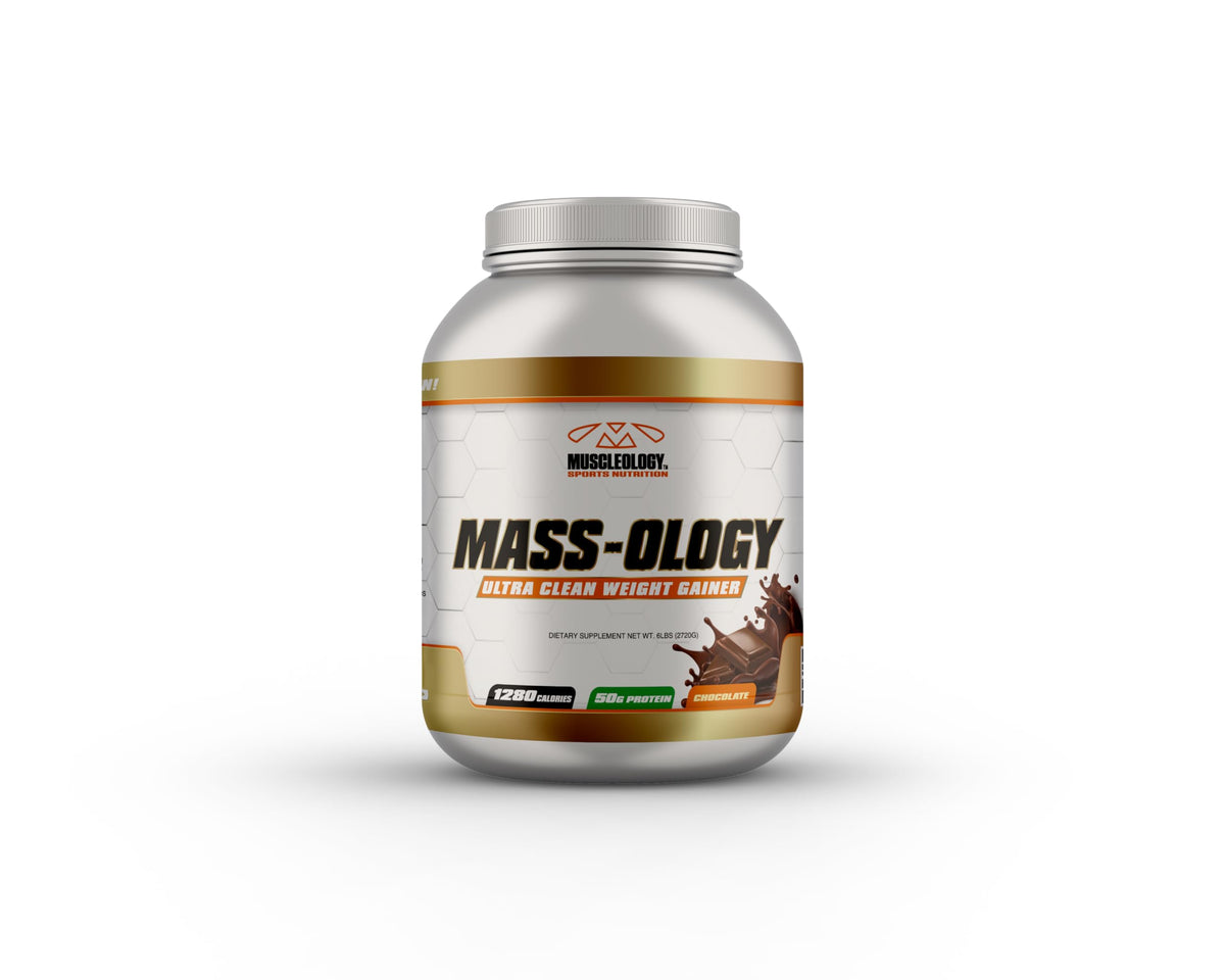 MUSCLEOLOGY Weight Gainer chocolate 6lb container for lean muscle support
