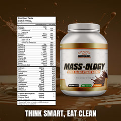 MUSCLEOLOGY Weight Gainer mixed shake in glass for convenient fueling