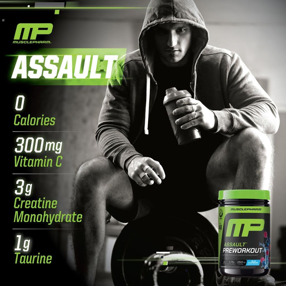 MusclePharm Assault glass with mixed pre-workout for training